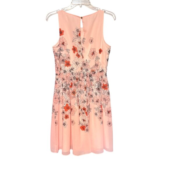 Dressbarn Floral Print Sleeveless Pink Dress Size 8 Pleated Details Fairy Whimsy - Picture 2 of 6